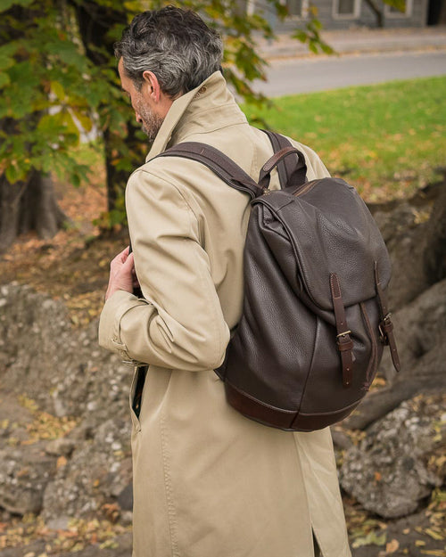 Sac à Dos Ville été En Coton - Beige Marron Rayures - Bretelles Réglables - Femme