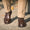 Our couleur naturelle cuir de veau Tirapè bottes lacées - Wear picture 2