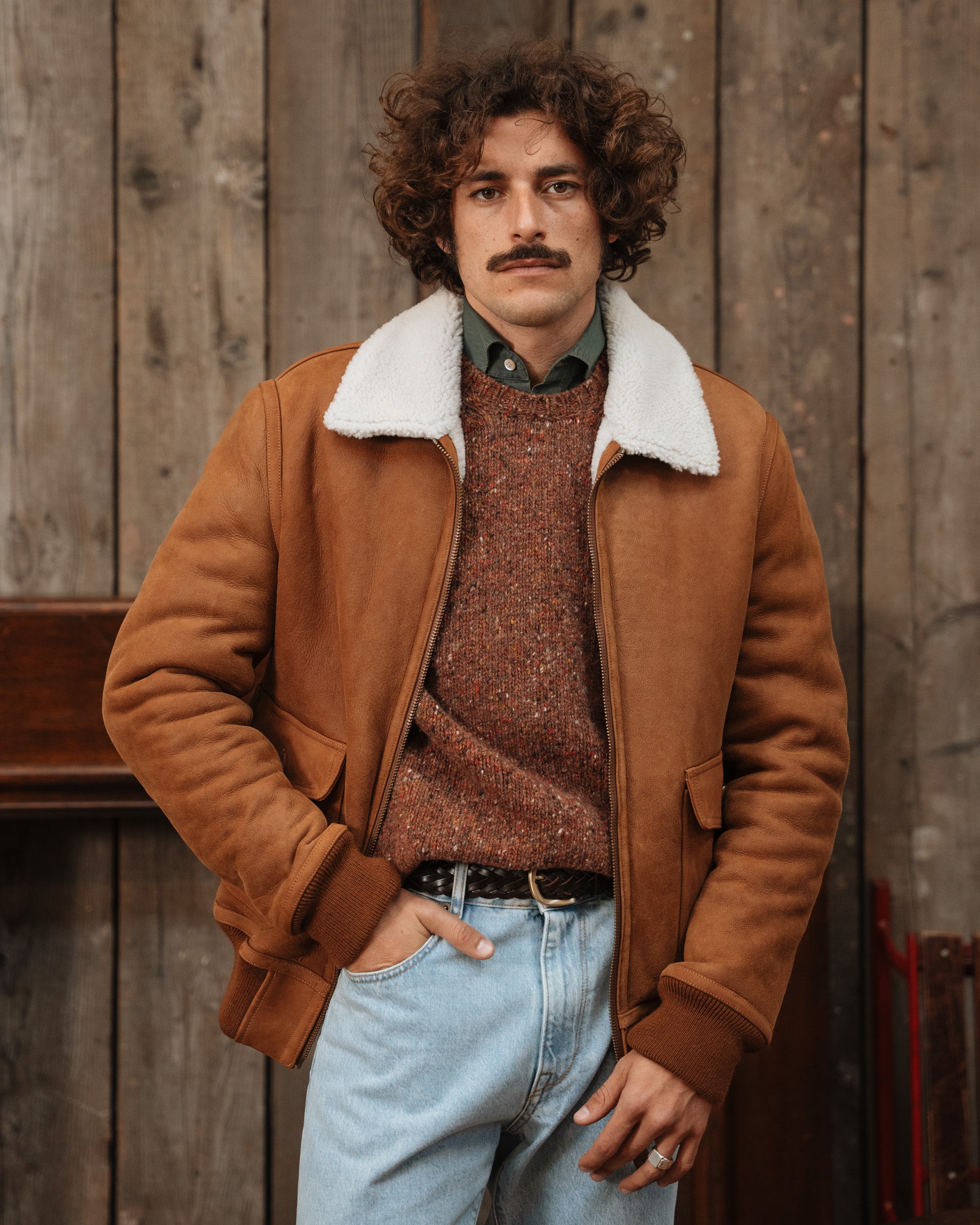 Veste En Peau (daim) Homme - Taille XL - Vintage - Fabriquée En France