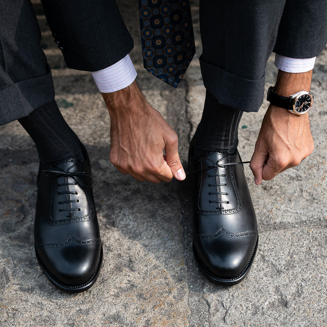 Oxfords en cuir noir pour homme Fabio Attanasio X Velasca