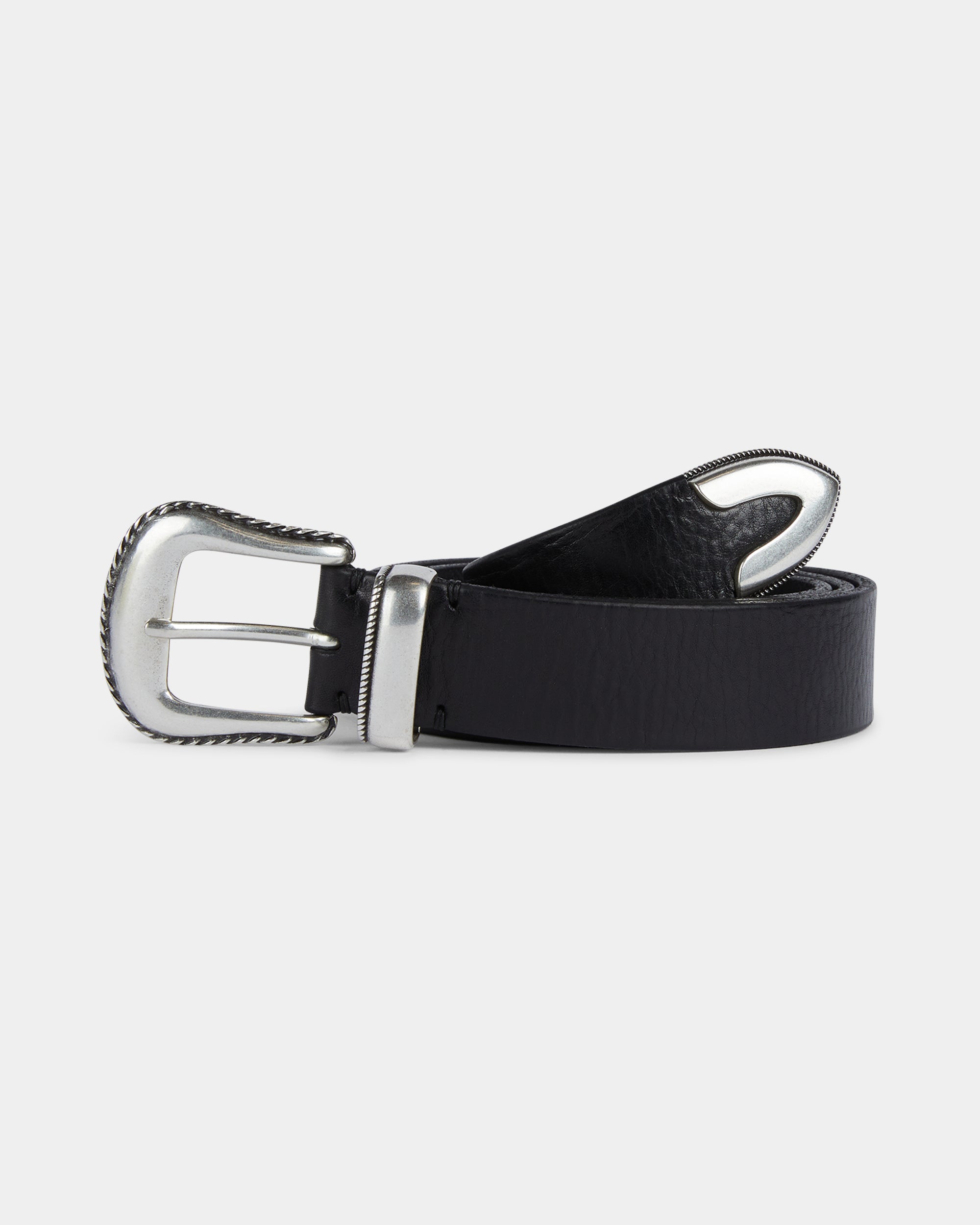 Ceinture Cuir Piqué Cashmere Noir - Yolete Ceinture Cuir Piqué Cashmere Noir - Yolete