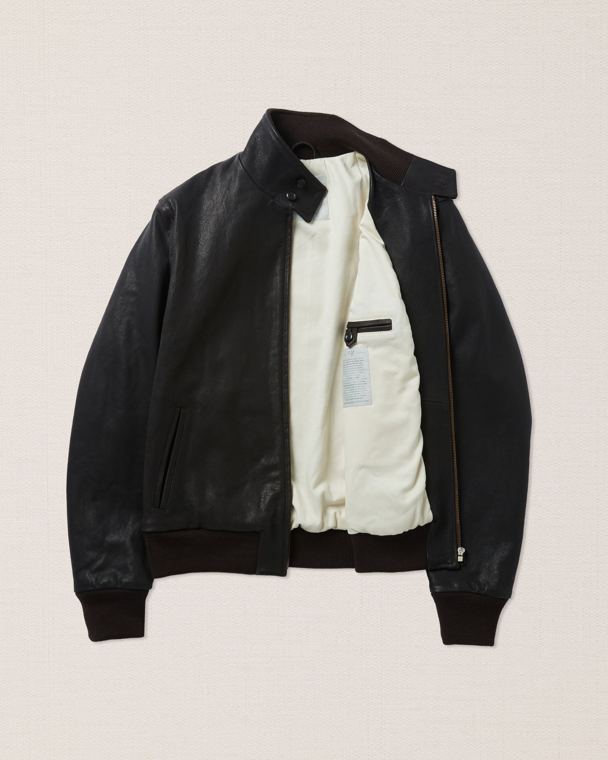 Blouson Bomber En Cuir Vintage Marron Dikarpa Italie - Taille XL - Occasion Très Bon État
