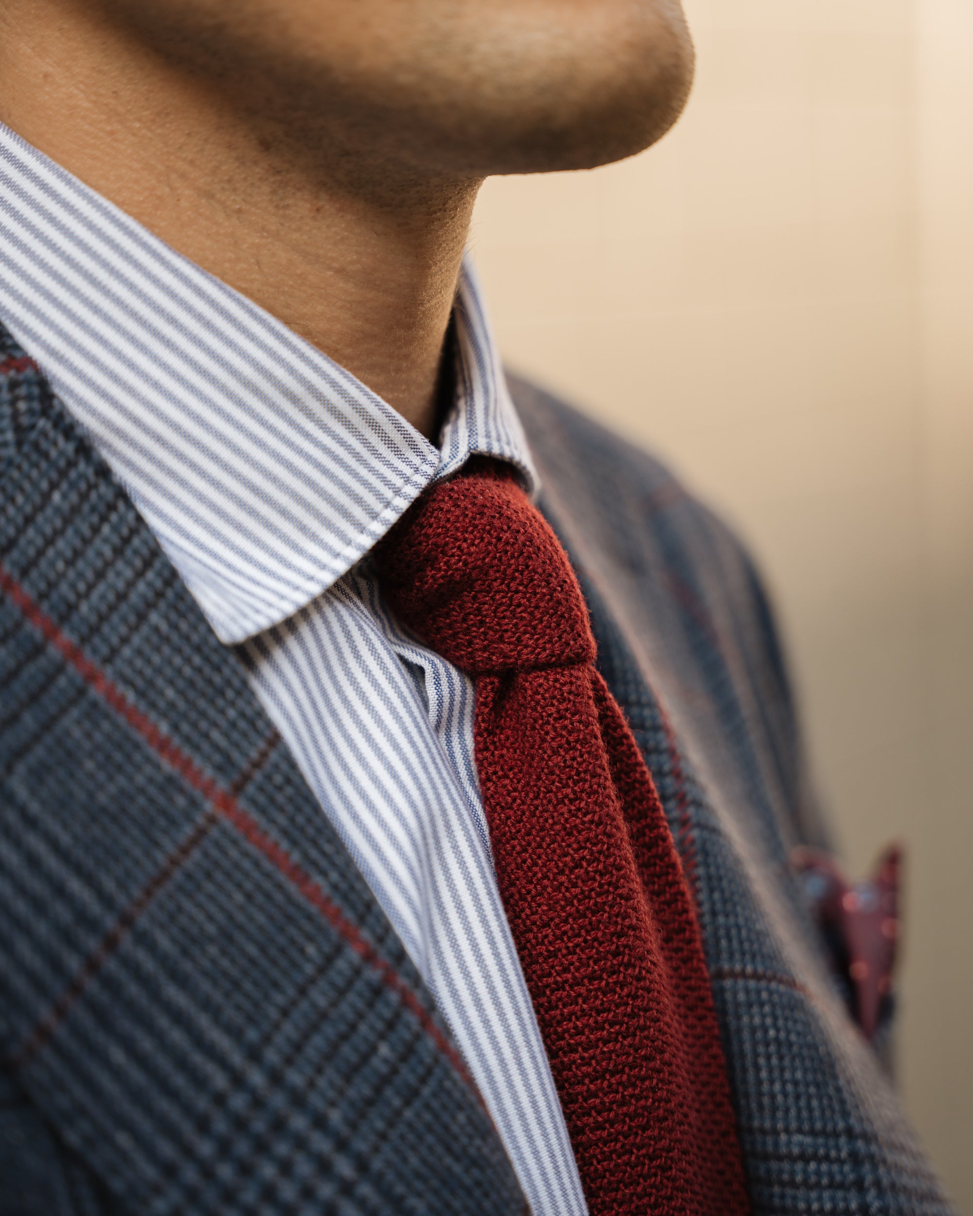 Cravate En Laine Et Soie Basilicata Bordeaux - Rouge, Fabriquée En Italie, Style Mogador, Neuve Avec étiquettes