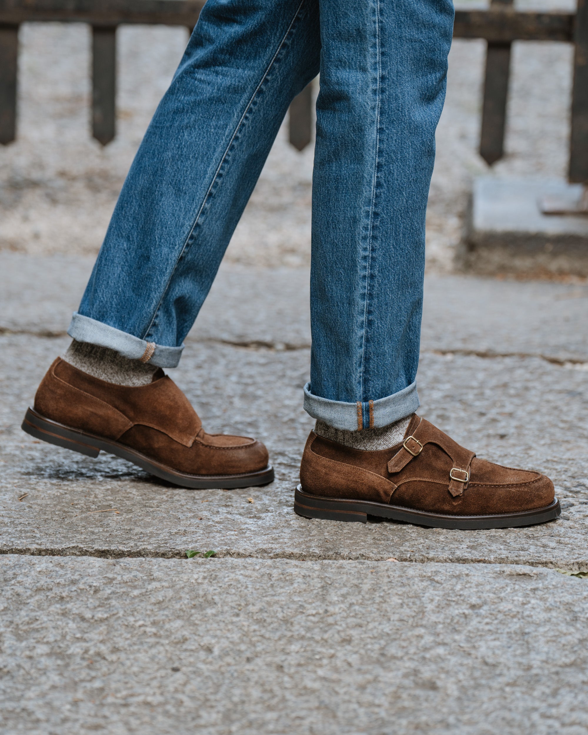 Velasca Chaussures pour homme en daim marron deux boucles